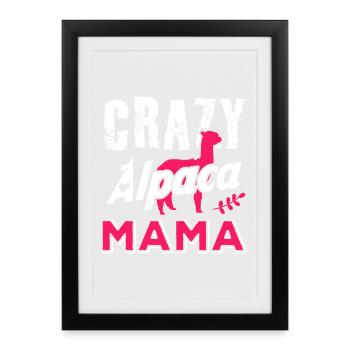 Maman Alpaga folle Design drôle d’amant d’alpaga - Affiche encadrée (27 × 37 cm) - noir - Devant