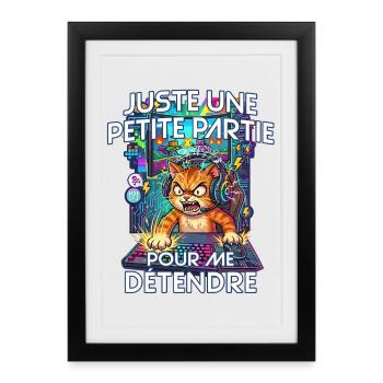 Gamer humour jeux vidéo console gaming chat énervé - Affiche encadrée (27 × 37 cm) - noir - Devant