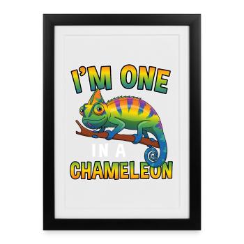 Je suis un dans un jeu de mots drôle de reptile caméléon - Affiche encadrée (27 × 37 cm) - noir - Devant