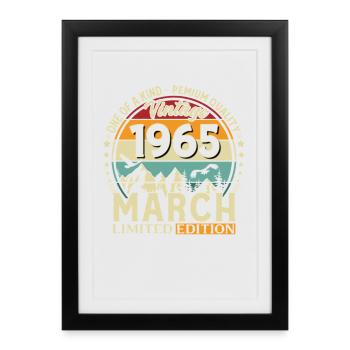 61e anniversaire cadeau de mari millésime mars 1965 - Affiche encadrée (27 × 37 cm) - noir - Devant