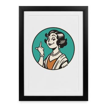 Retro Sass: Vintage Pinup Middle Finger - Framed poster (27 × 37 cm) - black - Front