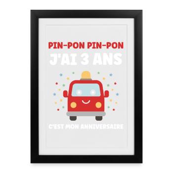3 years - Framed poster (27 × 37 cm) - black - Front