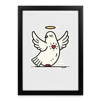 Friedens Taube Heilender Herz - Affiche encadrée (27 × 37 cm) - noir - Devant