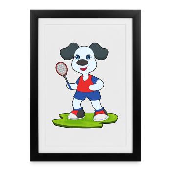 Tennis Sport de Raquette de Tennis pour Chiens - Affiche encadrée (27 × 37 cm) - noir - Devant