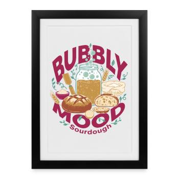Boulanger au pain au levain Spirit, Bulles Mood - Affiche encadrée (27 × 37 cm) - noir - Devant