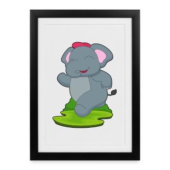 Elephant Jogger Jogging Sport - Framed poster (27 × 37 cm) - black - Front