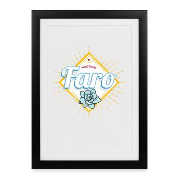 Faro, Algarve, Portugal avec un souvenir succulent - Affiche encadrée (27 × 37 cm) - noir - Devant
