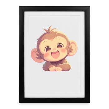 Macaque Macaque - Affiche encadrée (27 × 37 cm) - noir - Devant