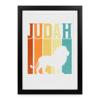 Bible chrétienne de la croix de Jésus, Lion Judah - Affiche encadrée (27 × 37 cm) - noir - Devant
