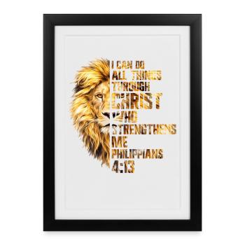 I Can Do All Things Christ Savior Lion Christian - Framed poster (27 × 37 cm) - black - Front