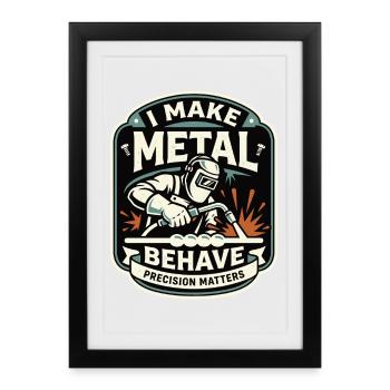 Je crée un motif de soudeur métal comporté - Affiche encadrée (27 × 37 cm) - noir - Devant