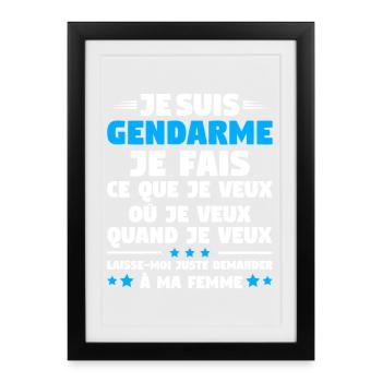 Humor Gendarme Couple Husband Gendarmerie - Framed poster (27 × 37 cm) - black - Front