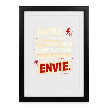 Envie Rebelle – Affiche Typographique - Affiche encadrée (27 × 37 cm) - noir - Devant