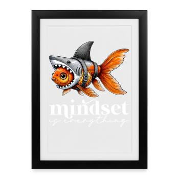 Mentalité : Drôle, Motivation, Inspirant, - Affiche encadrée (27 × 37 cm) - noir - Devant