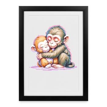 Hugging Monkey Duo - Framed poster (27 × 37 cm) - black - Front