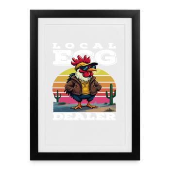 Un coq drôle d’un vendeur d’œufs local - Affiche encadrée (27 × 37 cm) - noir - Devant
