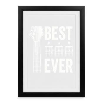Chemise guitare pour le meilleur papa - Affiche encadrée (27 × 37 cm) - noir - Devant