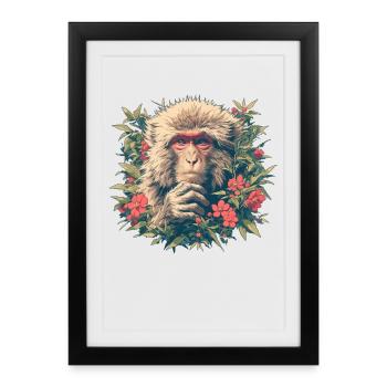 Macaque Macaque - Affiche encadrée (27 × 37 cm) - noir - Devant