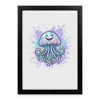 Spritzer méduse pastel - Affiche encadrée (27 × 37 cm) - noir - Devant