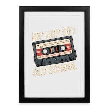 Cassette hip-hop des années 90 à l’ancienne - Affiche encadrée (27 × 37 cm) - noir - Devant