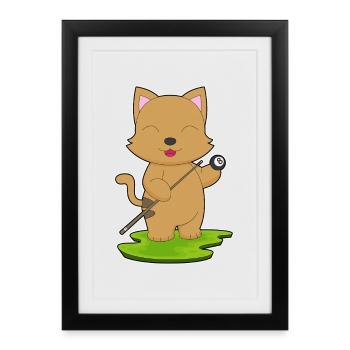 Cat Billiard Cue Sport - Framed poster (27 × 37 cm) - black - Front