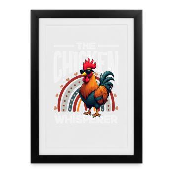 Le Chuchoteur de Poulets Le Coq Frais - Affiche encadrée (27 × 37 cm) - noir - Devant
