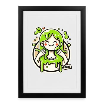 Lime Slime Girl Illustration - Framed poster (27 × 37 cm) - black - Front