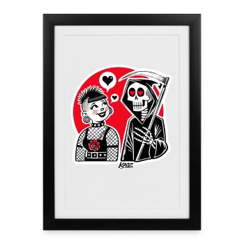 Love meets Grim Reaper – Punk Duo - Framed poster (27 × 37 cm) - black - Front