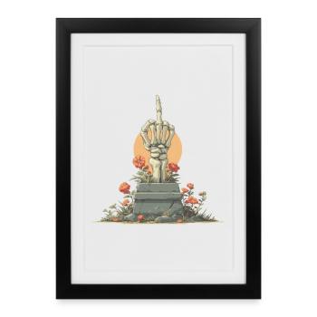 Skeleton Hand Stele with Flowers - Framed poster (27 × 37 cm) - black - Front