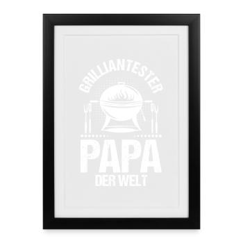 Barbecue, fête des pères, papa - Affiche encadrée (27 × 37 cm) - noir - Devant