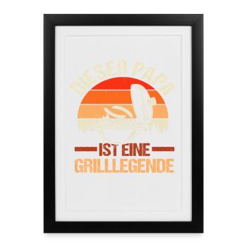 Barbecue, fête des pères, papa - Affiche encadrée (27 × 37 cm) - noir - Devant