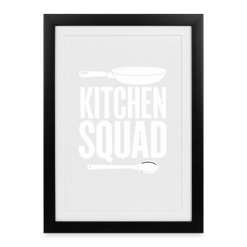 Kitchen Squad Cooking Team Pan Cooking Spoon - Framed poster (27 × 37 cm) - black - Front