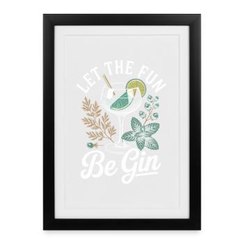 Gin Que le plaisir soit Gin & Tonic Fête des Amateurs Gin - Affiche encadrée (27 × 37 cm) - noir - Devant