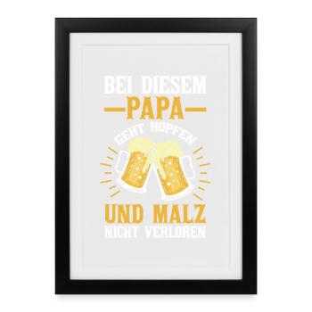 Bière, fête des pères, papa, papa - Affiche encadrée (27 × 37 cm) - noir - Devant
