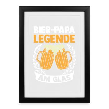 Bière, fête des pères, papa, papa - Affiche encadrée (27 × 37 cm) - noir - Devant