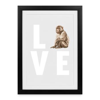 Macaque Macaque - Affiche encadrée (27 × 37 cm) - noir - Devant