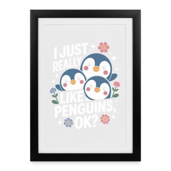 Penguin Trio Saying Picture - Framed poster (27 × 37 cm) - black - Front