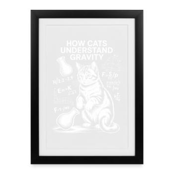Physics Cats Sayings Math Joke Physics Gift - Framed poster (27 × 37 cm) - black - Front