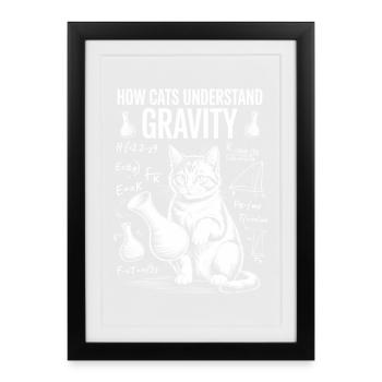 Physics Cats Sayings Math Joke Physics Gift - Framed poster (27 × 37 cm) - black - Front