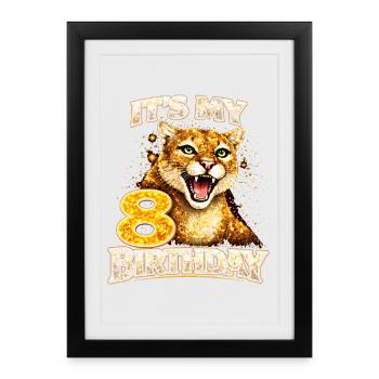 C’est mon 8e anniversaire, un anniversaire sauvage - Affiche encadrée (27 × 37 cm) - noir - Devant