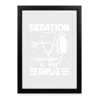 Anesthésiste Médicament de sédation Anesthésie - Affiche encadrée (27 × 37 cm) - noir - Devant