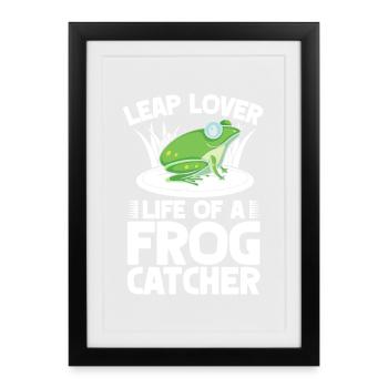 Frog Catcher Leap Lover Frog - Framed poster (27 × 37 cm) - black - Front