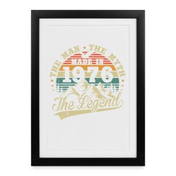 Cadeau d’anniversaire vintage vintage 1976 - Affiche encadrée (27 × 37 cm) - noir - Devant