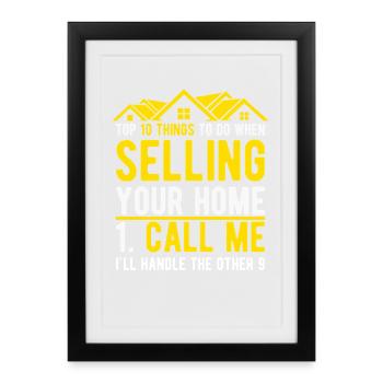 Vendre la maison : Appelez-moi agent immobilier amusant - Affiche encadrée (27 × 37 cm) - noir - Devant