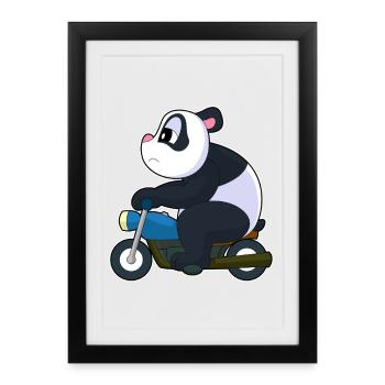 Panda Motorcycle - Framed poster (27 × 37 cm) - black - Front