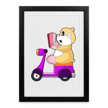 Trottinette de hamster - Affiche encadrée (27 × 37 cm) - noir - Devant