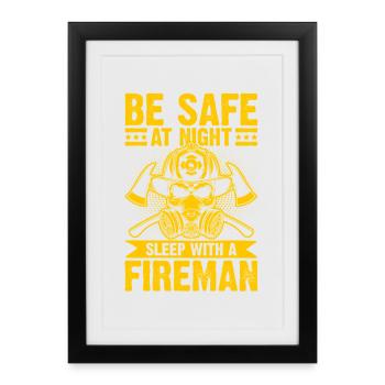 Héros de la sécurité des pompiers de nuit - Affiche encadrée (27 × 37 cm) - noir - Devant
