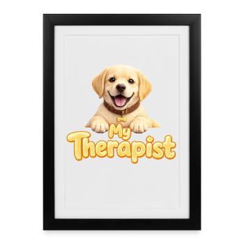 Labrador Retriever Mon thérapeute - Affiche encadrée (27 × 37 cm) - noir - Devant
