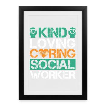 Social Worker Quota Kind Loving Caring Social Work - Framed poster (27 × 37 cm) - black - Front
