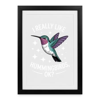 Hummingbird Sayings Hummingbird Funny Hummingbird Gift - Framed poster (27 × 37 cm) - black - Front